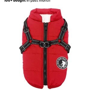 New Gyuch Winter Red Dog jacket with harness winter waterproof size small